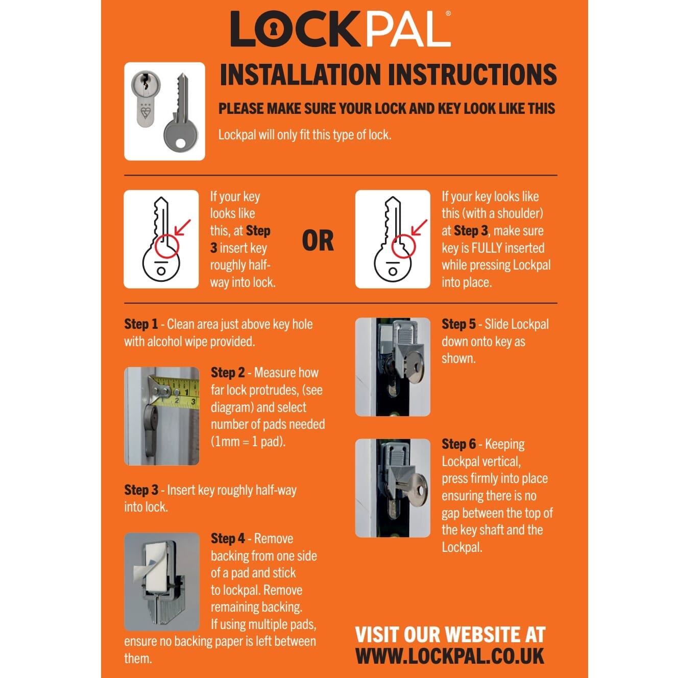 Diagram or packaging of Lockpal Door Key Guide highlighting dimensions or features.