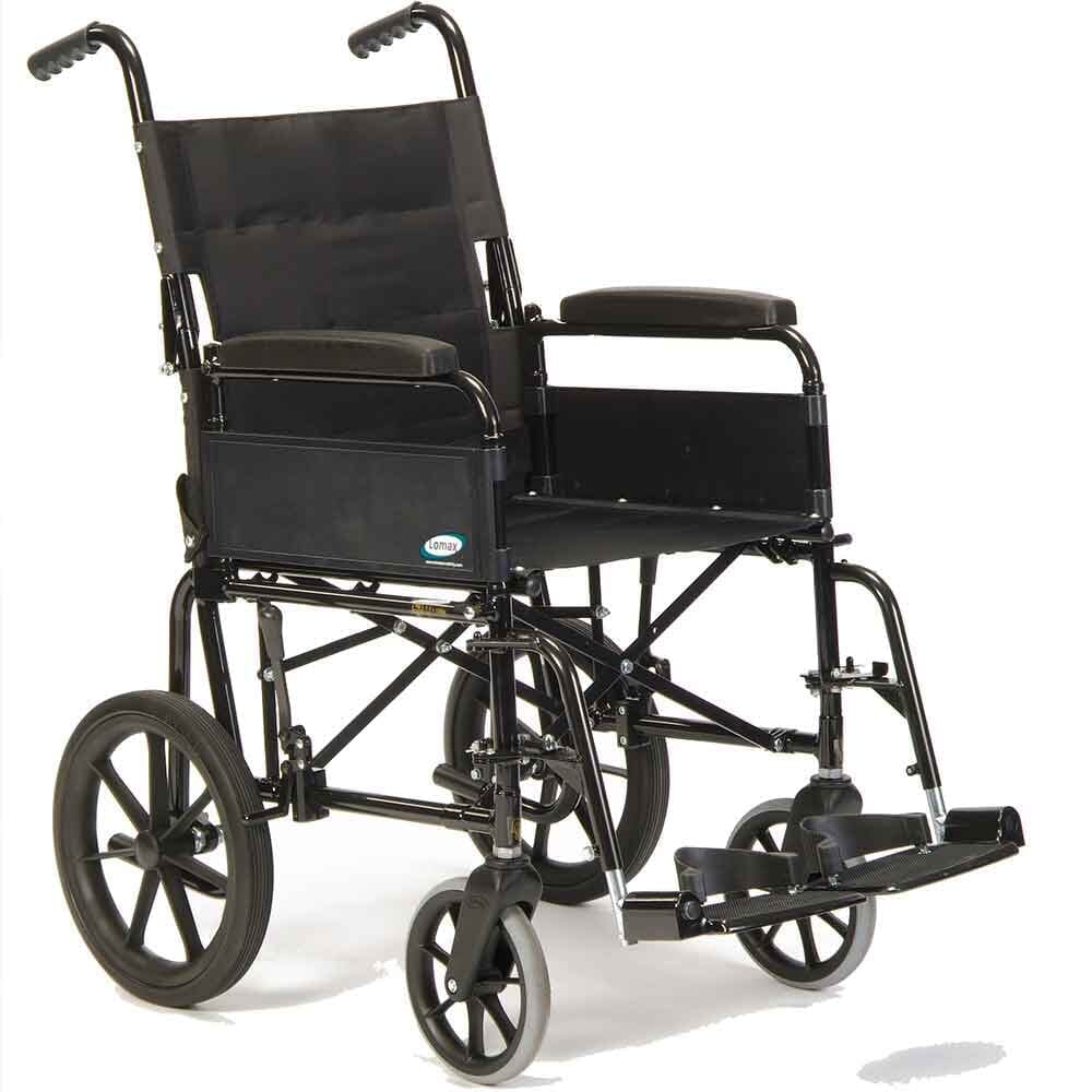 Image of Lomax Uni 9 Attendant Controlled Wheelchair on a plain background.