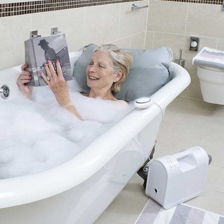 Packaging for Mangar Bathing Cushion cushion with branding and product information.