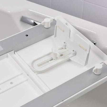 Medeci Adjustable Width Bath Board positioned across a bath to demonstrate how it fits and provides a stable seat.