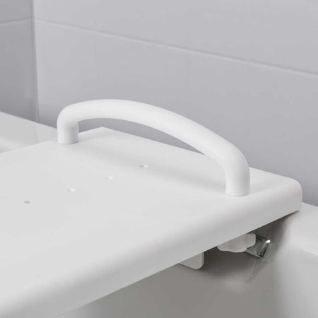 Medeci Adjustable Width Bath Board positioned across a bath to demonstrate how it fits and provides a stable seat.