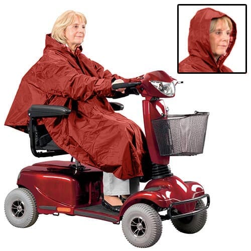 Image of Mobility Scooter Poncho-Burgundy on a plain background.