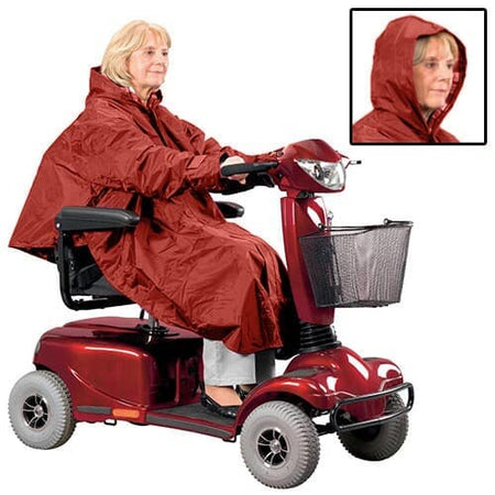 Image of Mobility Scooter Poncho-Burgundy on a plain background.