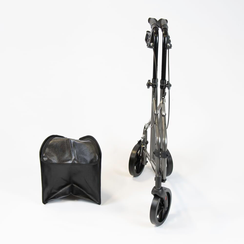 Close-up of the bag or basket attached to NRS 3 Wheel Aluminium Rollator rollator for carrying personal items.