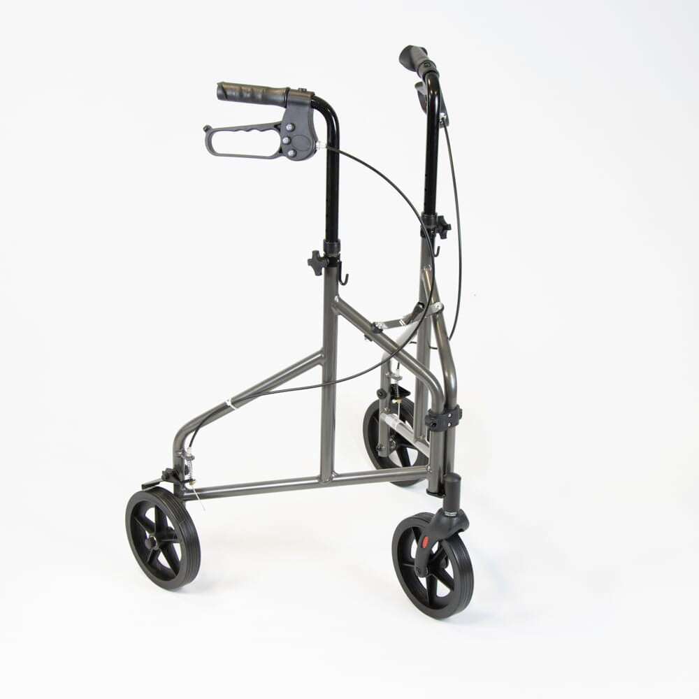 Demonstration of folding or adjusting NRS 3 Wheel Aluminium Rollator rollator by hand.