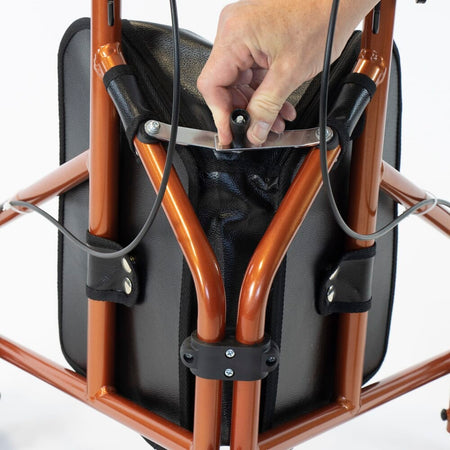 Close-up of the handle and brake lever on NRS 3 Wheel Aluminium Rollator rollator, emphasising the easy-grip design.