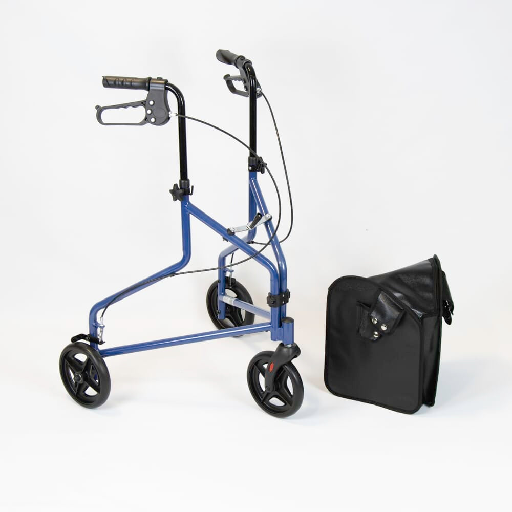 Close-up of the bag or basket attached to NRS 3 Wheel Steel Rollator rollator for carrying personal items.