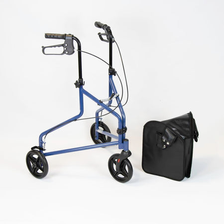Close-up of the bag or basket attached to NRS 3 Wheel Steel Rollator rollator for carrying personal items.