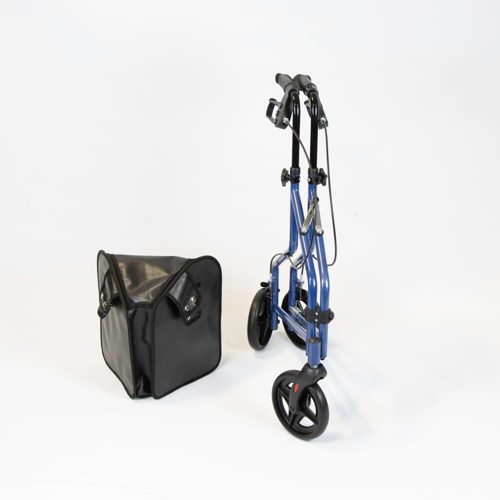 Demonstration of folding or adjusting NRS 3 Wheel Steel Rollator rollator by hand.