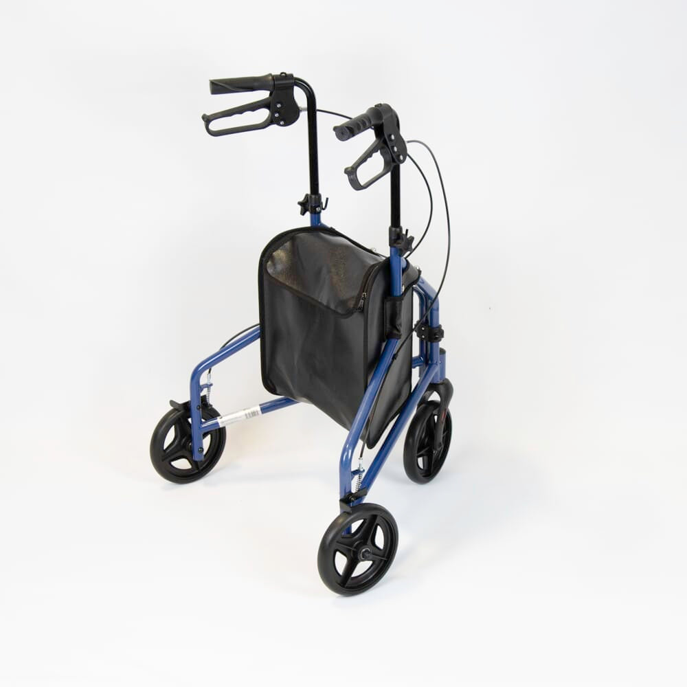 Demonstration of folding or adjusting NRS 3 Wheel Steel Rollator rollator by hand.