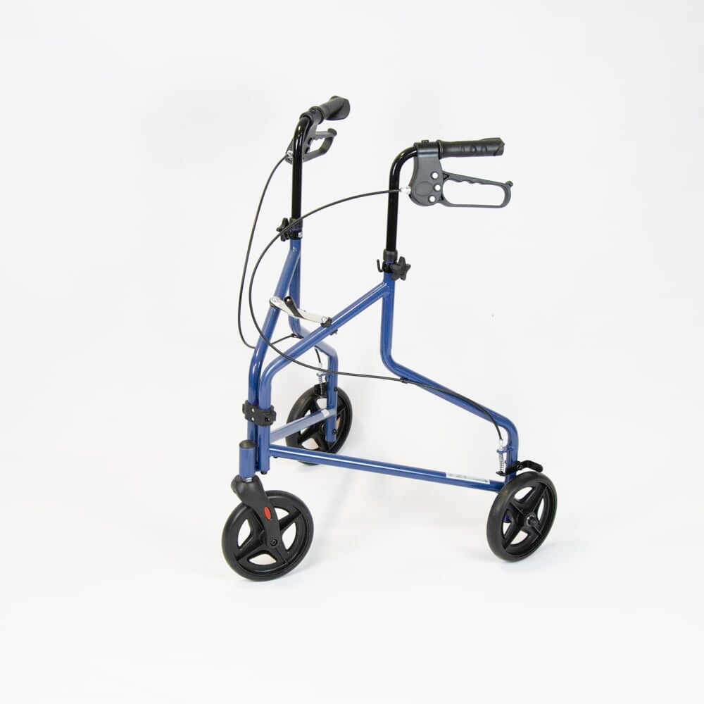 Demonstration of folding or adjusting NRS 3 Wheel Steel Rollator rollator by hand.