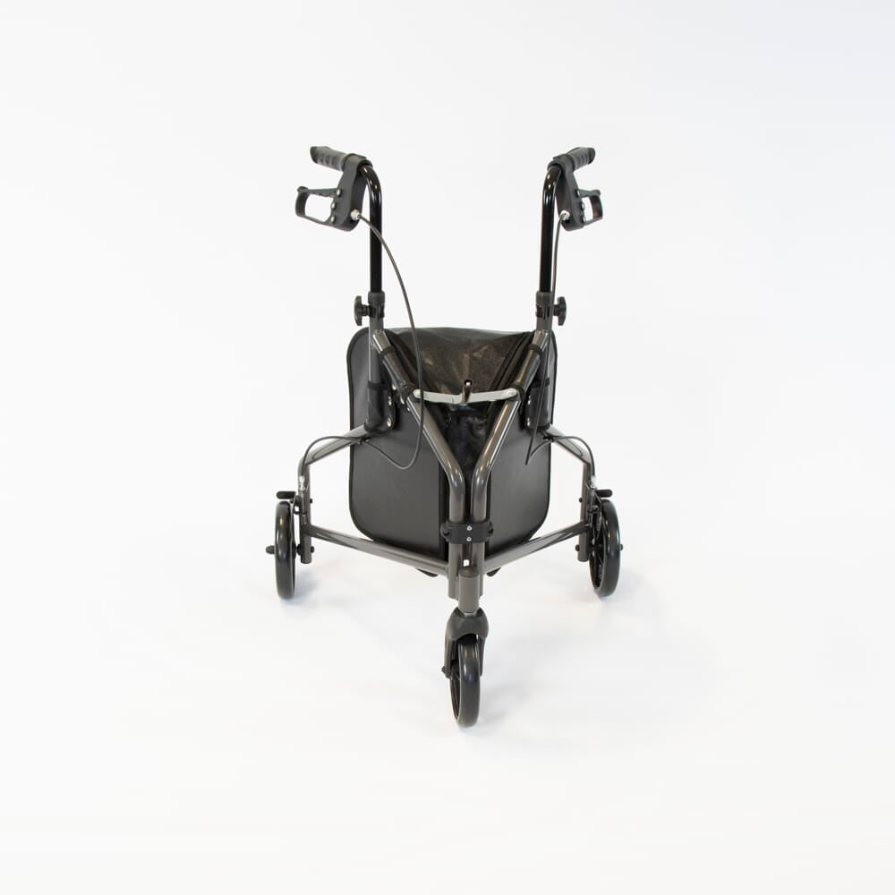 Close-up of the handle and brake lever on NRS 3 Wheel Steel Rollator rollator, emphasising the easy-grip design.