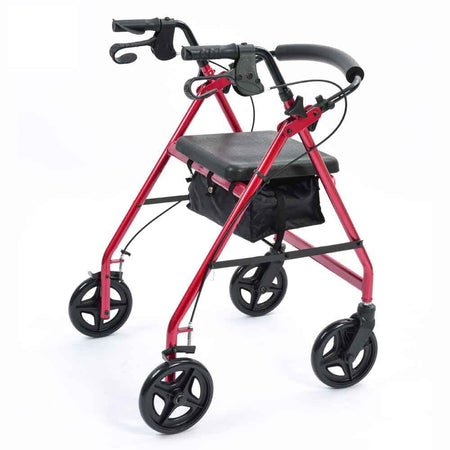 Fully folded NRS A-Series Lightweight 4 Wheel Rollator rollator lying flat, showing the triple-fold mechanism and compact size.
