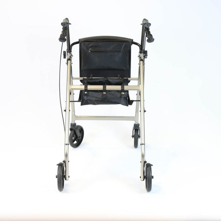 Close-up of a folding release lever on NRS A-Series Tall Lightweight 4 Wheel Rollator rollator being operated by hand.