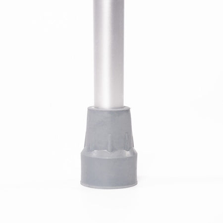 NRS Adjustable Comfort Grip Crutches: close-up of the non-slip rubber ferrule on the end of the crutch for stability.