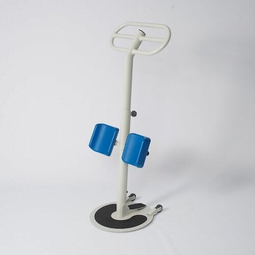 Full view of NRS Atlas 3 Transfer Disc mobile hoist on a plain background, showing the wheeled base, upright mast and sling attachment.