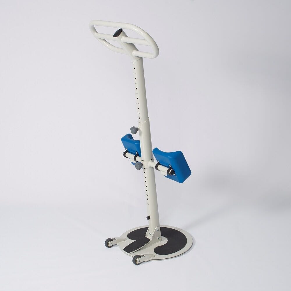 NRS Atlas 3 Transfer Disc hoist being used to lift a person, demonstrating safe patient transfer.