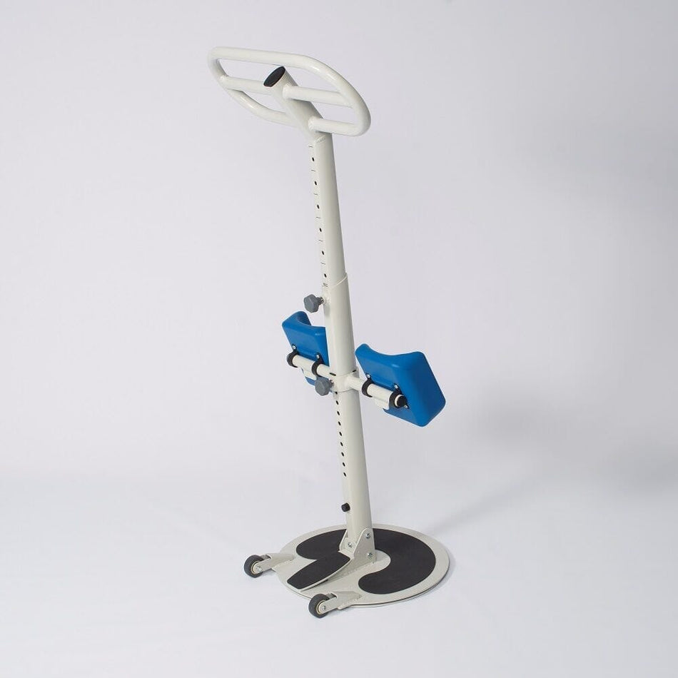 NRS Atlas 3 Transfer Disc hoist being used to lift a person, demonstrating safe patient transfer.