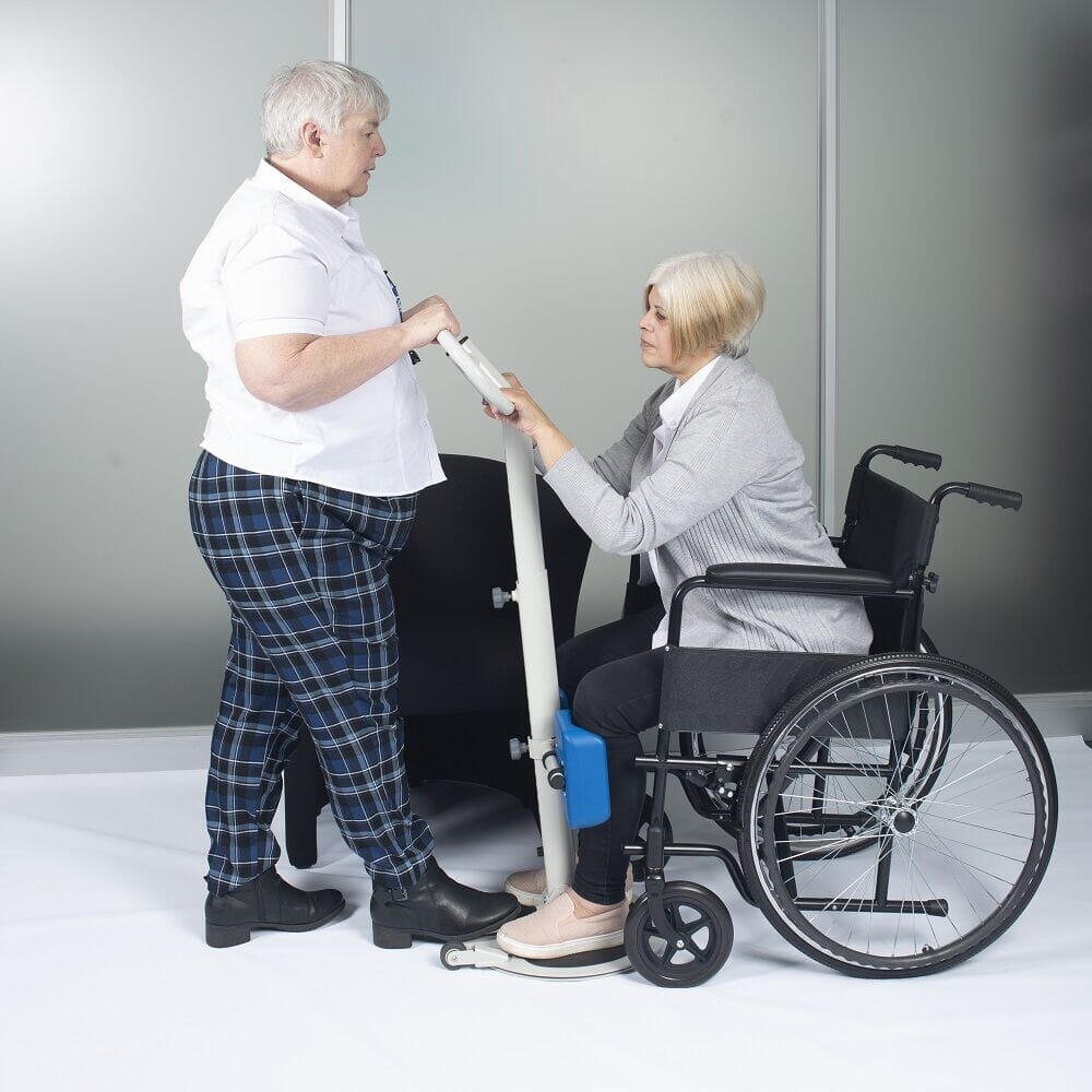 Close-up of the control panel or handset of NRS Atlas 3 Transfer Disc hoist, showing buttons and indicators.