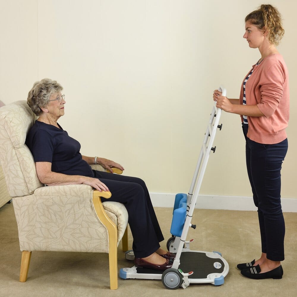 Close-up of the sling attachment points or spreader bar on NRS Atlas Advance Transfer Aid hoist.