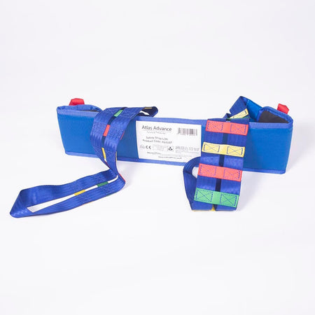 Close-up of the control panel or handset of NRS Atlas Advance Transfer Safety Strap hoist, showing buttons and indicators.