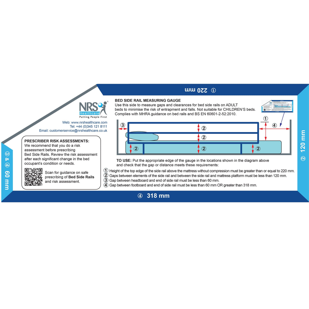 Alternative view of NRS Bed Rail Measuring Guide, showing different angle or usage.