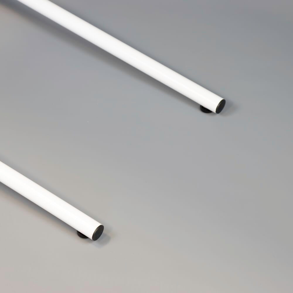 Close-up of the tubular base of NRS Beech Overbed Overchair Table, highlighting the sturdy steel frame.