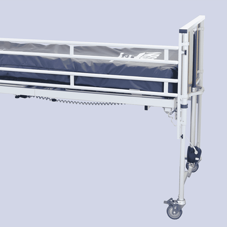 Diagram or packaging of NRS Community Bed Plus With Side Rails highlighting dimensions or features.