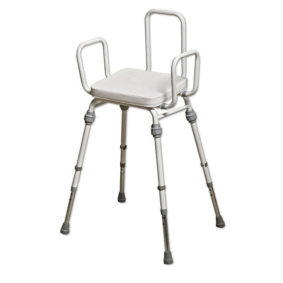 Image of NRS Compact Perching Stool with Arms and Back on a plain background.