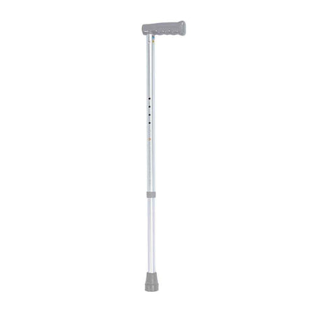Full view of NRS Coopers Adjustable Walking Stick walking stick on a plain background, showing its handle, shaft and ferrule.