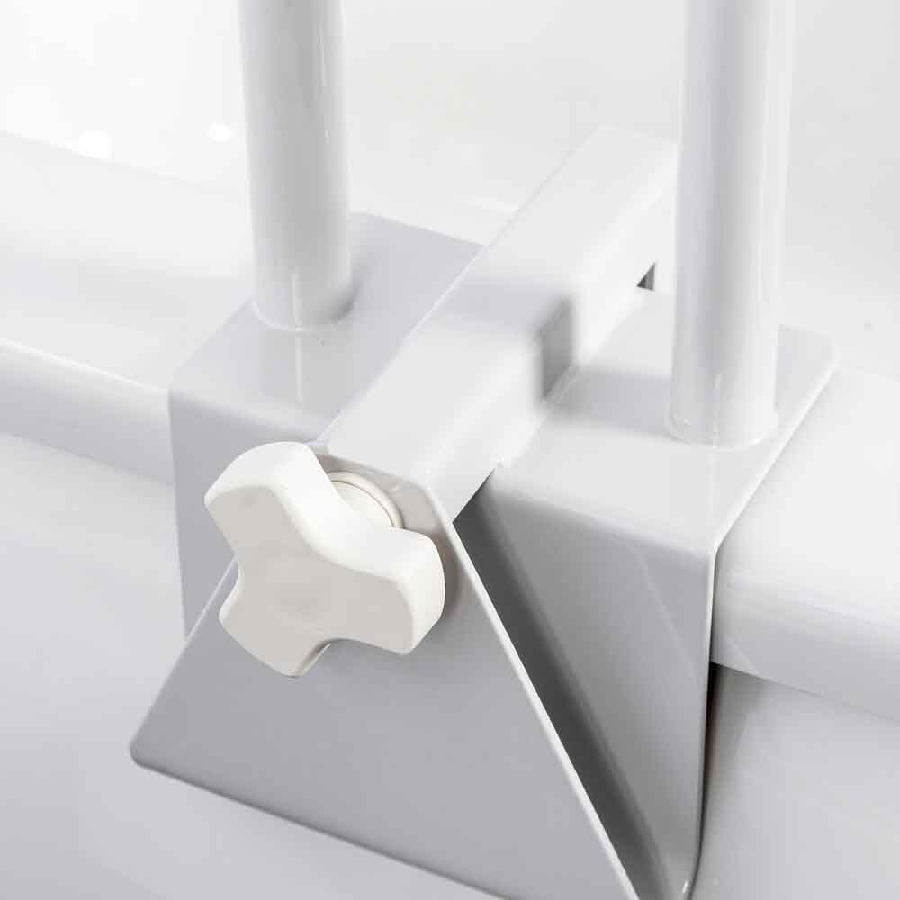 Diagram or packaging of NRS Deluxe Bath Grab Bar highlighting dimensions or features.