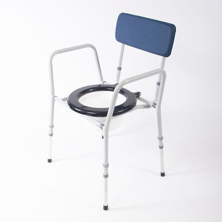 NRS Dovedale Adjustable Commode with lid closed, highlighting the padded seat and discreet design.