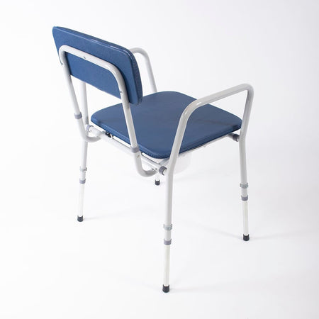 Close-up of the height-adjustable legs or non-slip feet on NRS Dovedale Adjustable Commode.