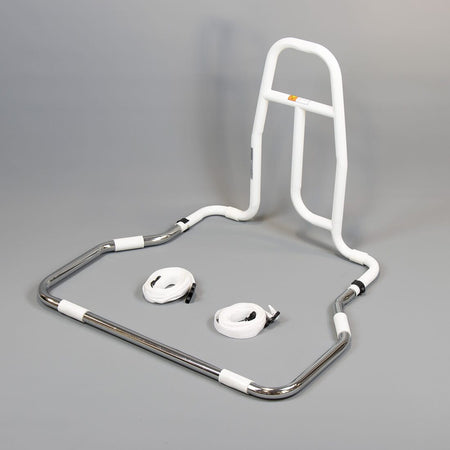 Close-up of a wall mounting plate on NRS EasyFit Bed Grab Rail grab rail showing screw holes for secure installation.