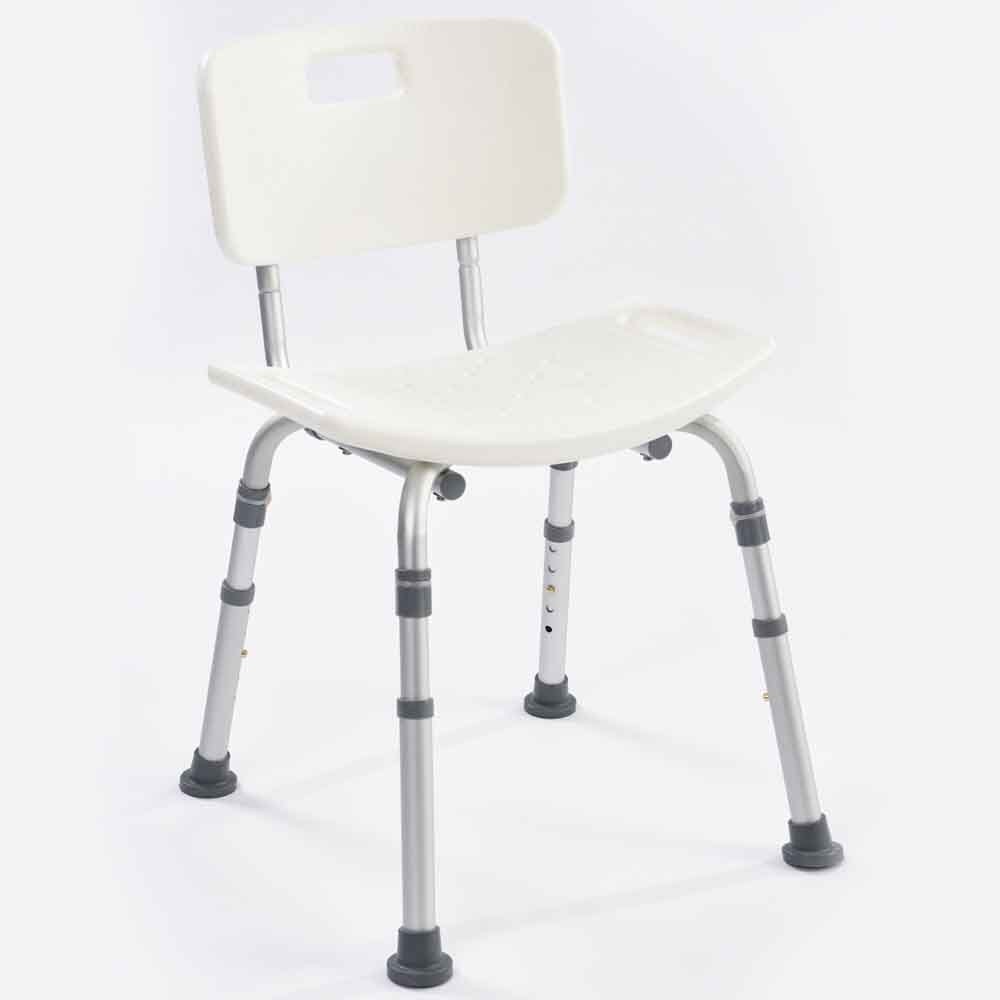 NRS Economy Shower Chair placed in a shower or wet room, demonstrating safe and supportive use during washing.