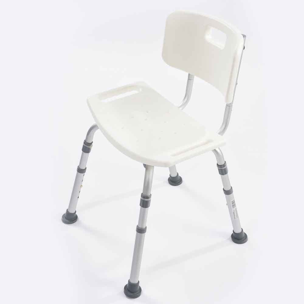 NRS Economy Shower Chair placed in a shower or wet room, demonstrating safe and supportive use during washing.
