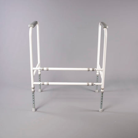 Diagram or packaging of NRS Economy Toilet Frame highlighting dimensions or features.