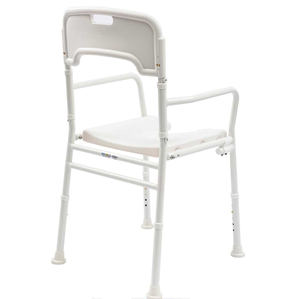 NRS Folding Shower Chair placed in a shower or wet room, demonstrating safe and supportive use during washing.