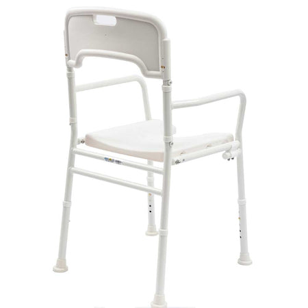 NRS Folding Shower Chair placed in a shower or wet room, demonstrating safe and supportive use during washing.
