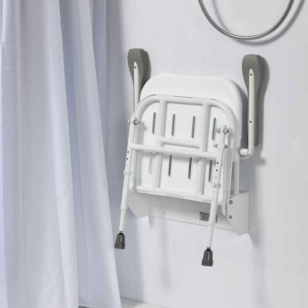Close-up of a feature of NRS Folding Shower Seat with Legs-Back and Arms.