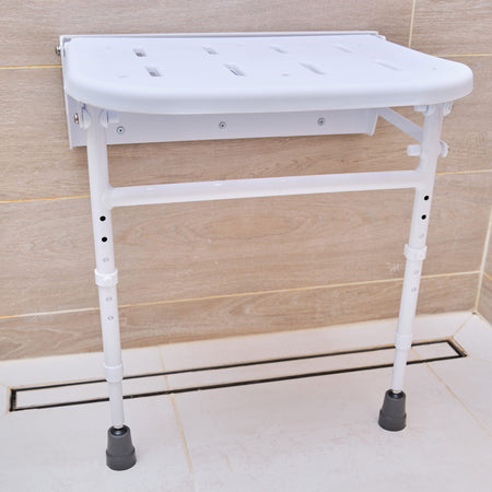 Close-up of a feature of NRS Folding Shower Seat with Legs.