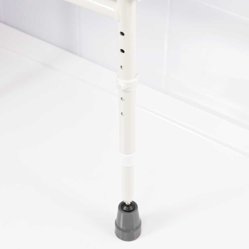 Diagram or packaging of NRS Folding Shower Seat with Legs and Padded Seat highlighting dimensions or features.