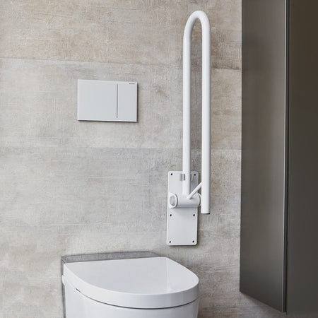 Alternative view of NRS Folding Toilet Support Rail, showing different angle or usage.
