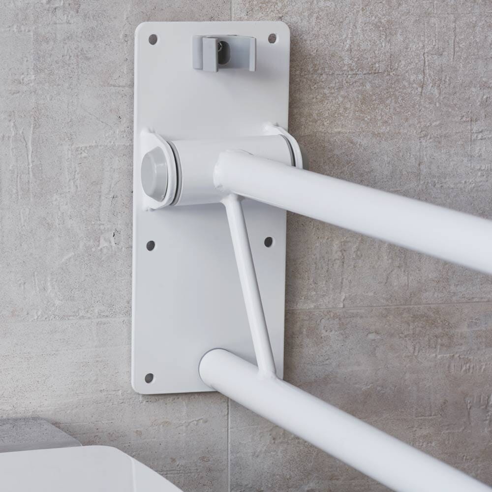 Close-up of a feature of NRS Folding Toilet Support Rail.