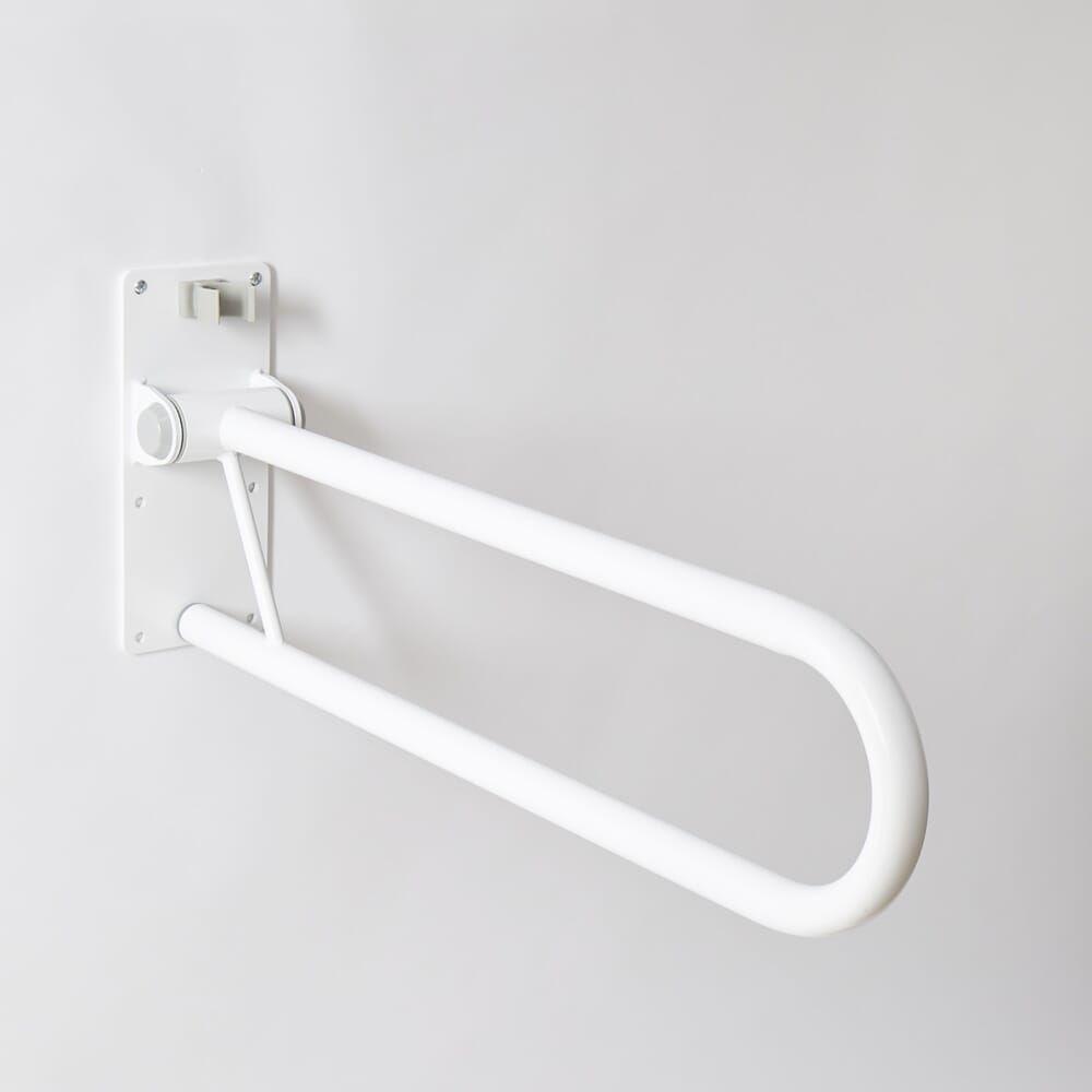 Lifestyle image of NRS Folding Toilet Support Rail being used in a real-life setting.