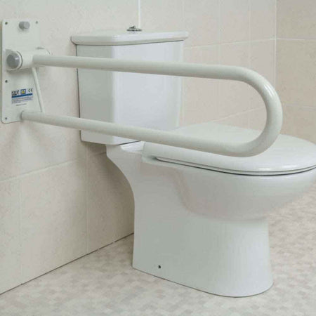 Alternative view of NRS Folding Toilet Support Rail, showing different angle or usage.
