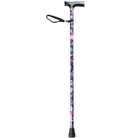 Close-up of the handle on NRS Folding Walking Stick walking stick, highlighting the ergonomic grip.