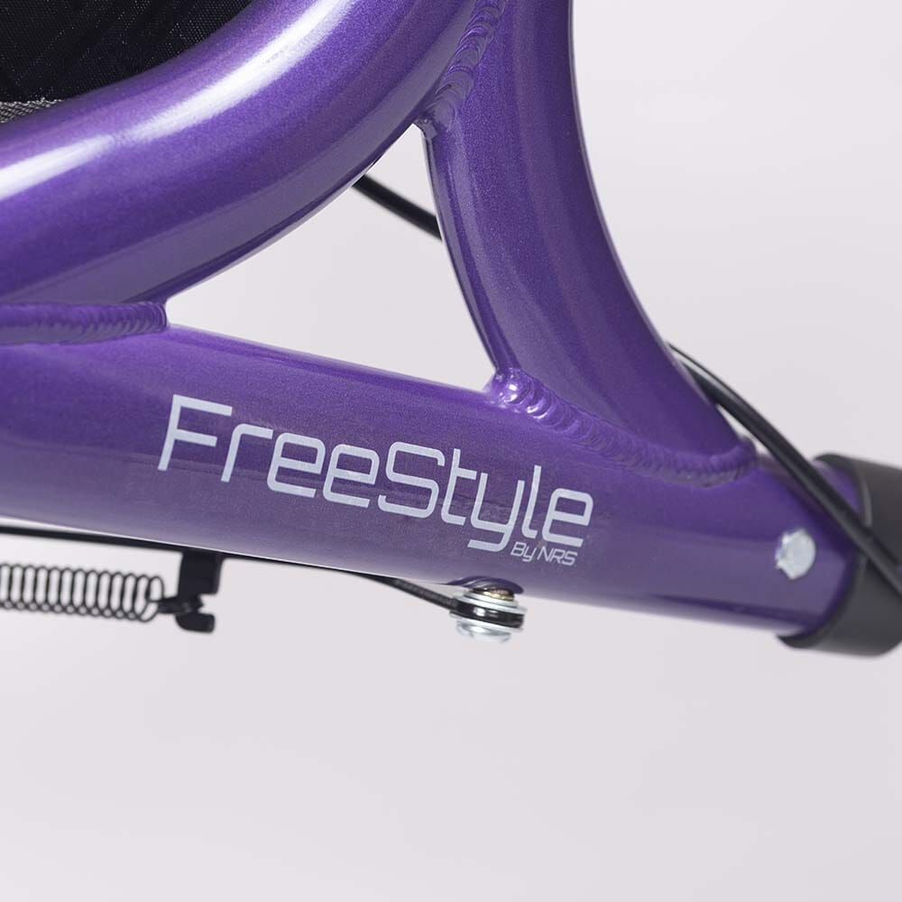 Close-up of the handle and brake lever on NRS Freestyle 3 Wheel Rollator rollator, emphasising the easy-grip design.