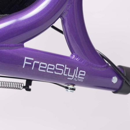 Close-up of the handle and brake lever on NRS Freestyle 3 Wheel Rollator rollator, emphasising the easy-grip design.