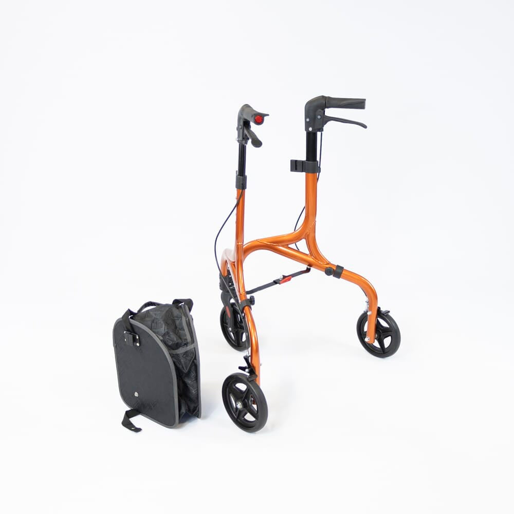 Demonstration of folding or adjusting NRS Freestyle 3 Wheel Rollator rollator by hand.